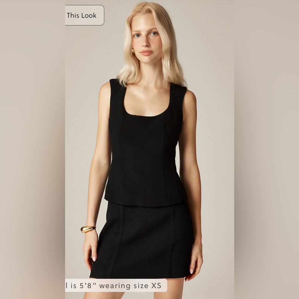 J.Crew Wide scoopneck tank top in city crepe in black